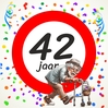 Grappig verjaardagstegeltje 42 Jaar  opa met rollator het perfecte cadeau voor de man met humor