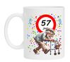 Hilarische full colour mok 57 Jaar oude man met rollator perfect voor een verjaardag vol lachen