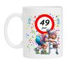 Hilarische mok voor een 49ste verjaardag voor een vrouw met humor full colour opdruk met oud omaatje en rollator