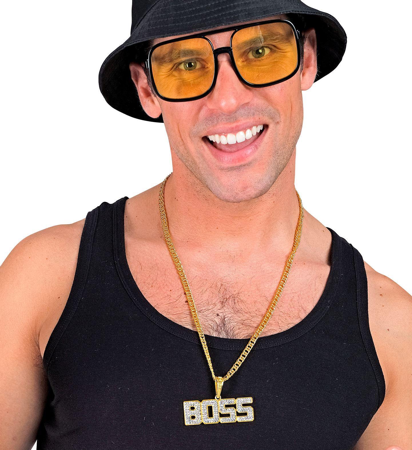Ketting boss goud/strass 65 cm
