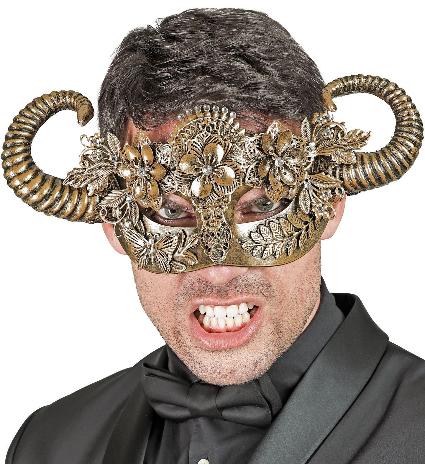 Majestueus gouden masker ram met hoorns elegantie voor elk feest