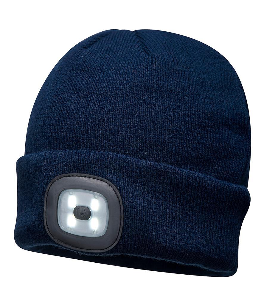 Muts Beanie donkerblauw met led verlichting
