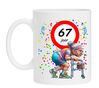 Originele verjaardagscadeau beker 67 jaar en vol humor