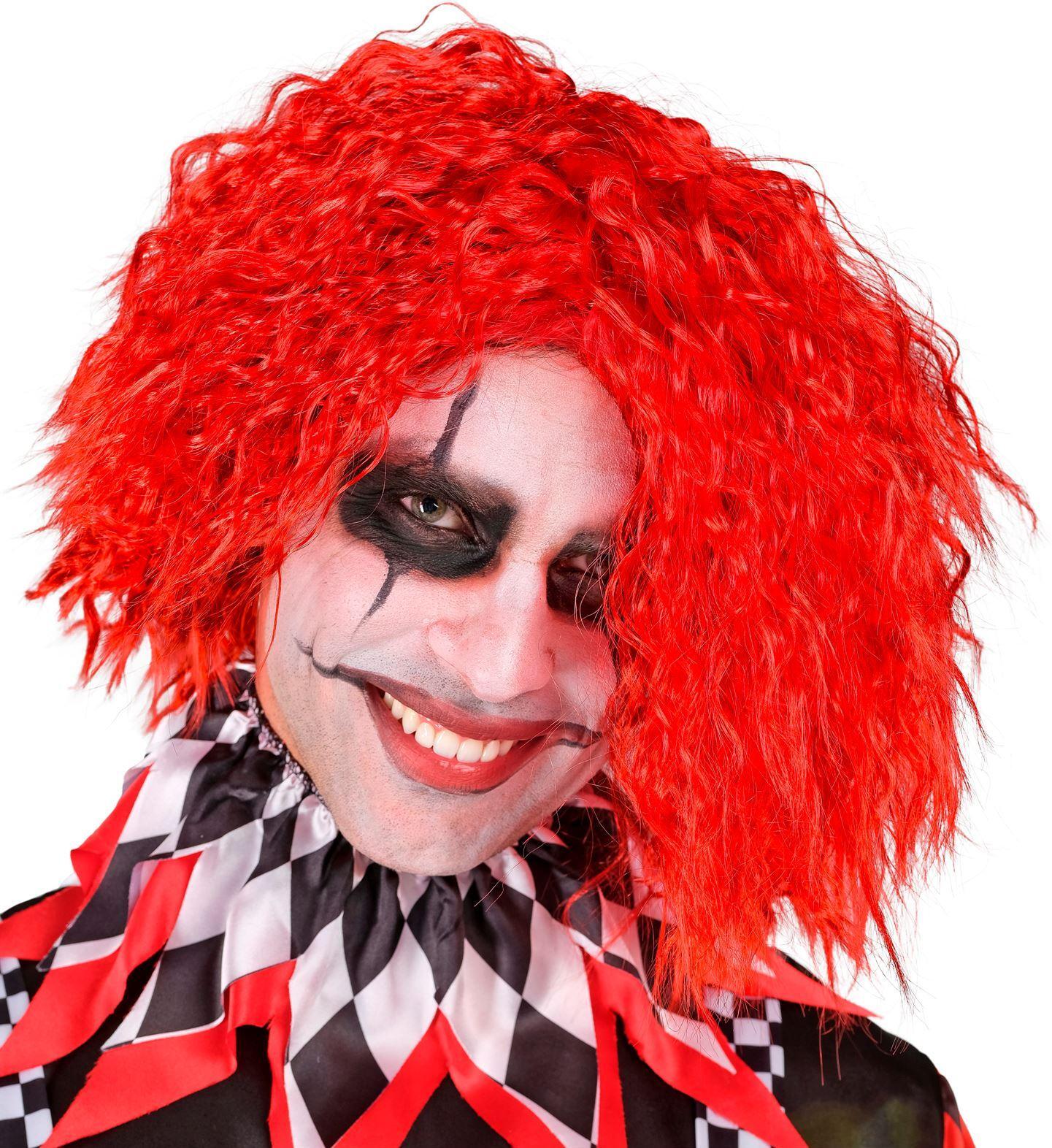 Pruik enge clown rood