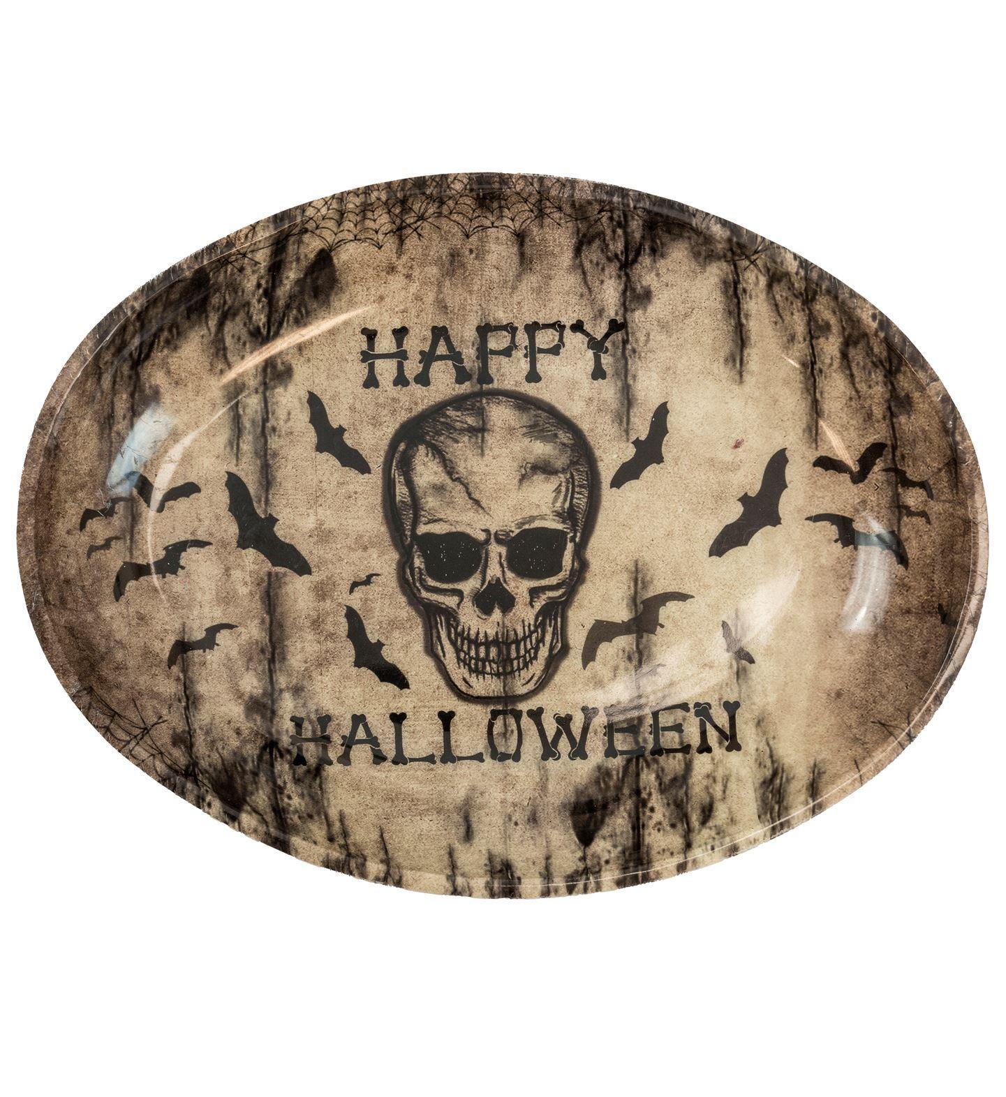 Schaal happy Halloween met schedel print dienblad