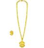 foto 3 Set ketting / ring dollarteken goud