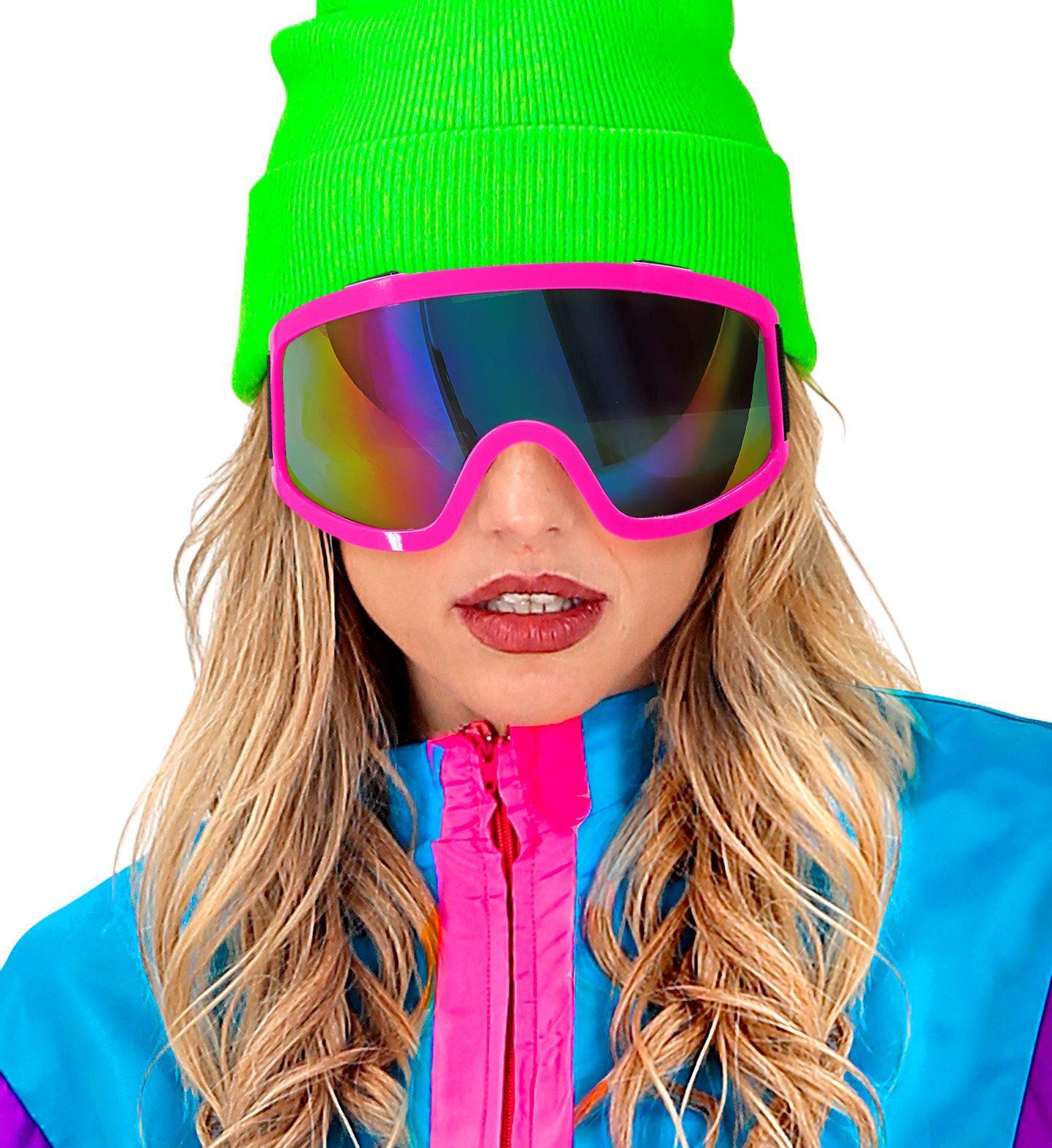 Ski-bril 80's neon roze