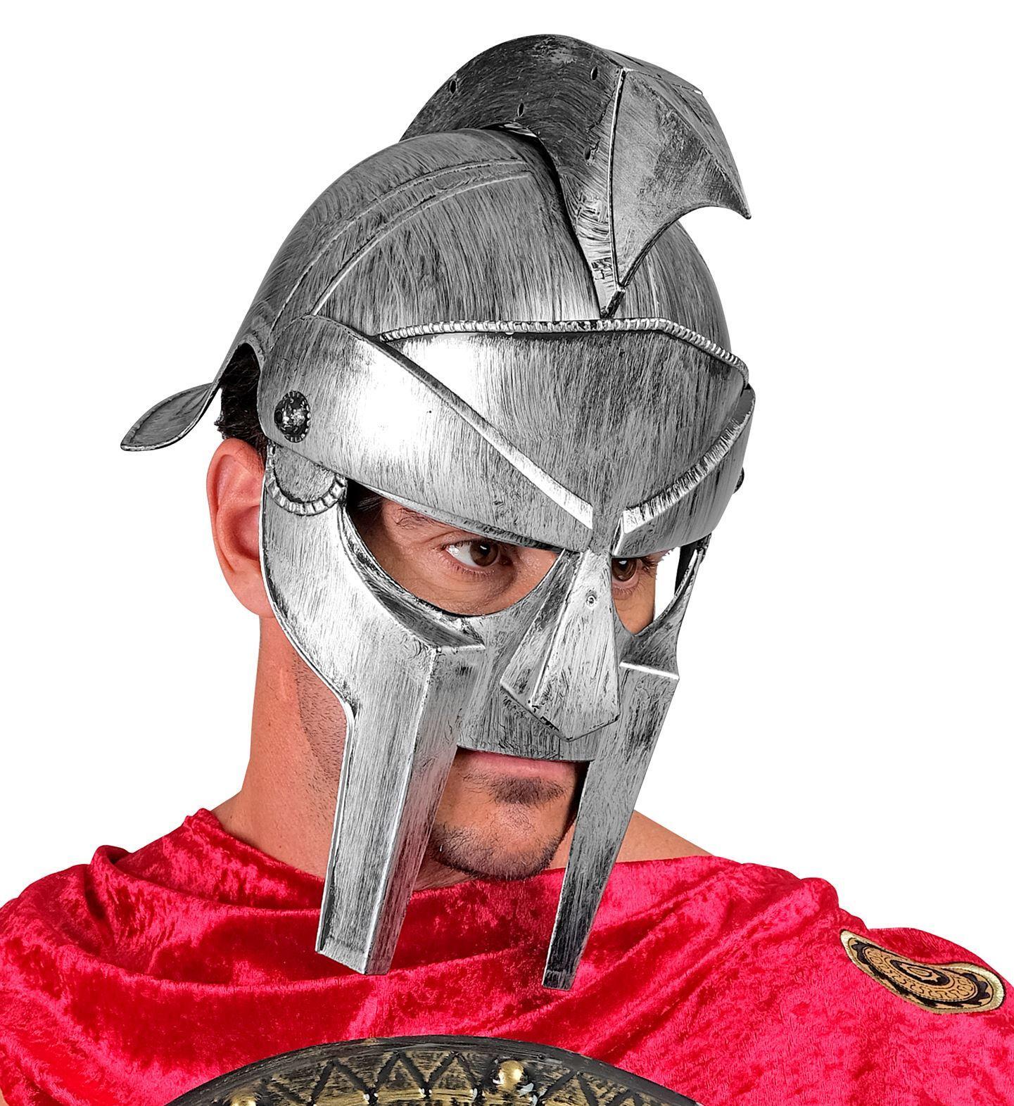 Stoere gladiator helm met vizier  perfect accessoire voor themafeesten en carnaval