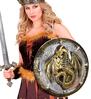 Viking rond schild met afbeelding draak 48 cm met handvat