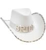 foto 4 Witte Cowboyhoed met het woord bride in nep parel letters must have voor het vrijgezellenfeest van de Bruid