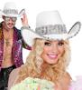 foto 5 Witte Cowboyhoed met het woord bride in nep parel letters must have voor het vrijgezellenfeest van de Bruid
