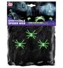 foto 2 Zwart spinnenweb 50 gram met 3 glow in the dark spinnen ultieme halloween griezel decoratie