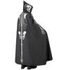 Zwarte unisex cape met skeletprint 150 cm perfect voor griezelpartys en halloween