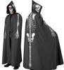 foto 3 Zwarte unisex cape met skeletprint 150 cm perfect voor griezelparty's en halloween