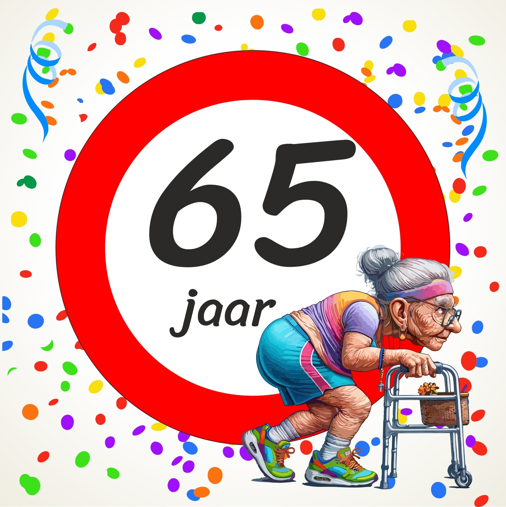 Full Colour bedrukte tegel 15 x 15 cm hilarisch cadeau voor een dame die 65 Jaar wordt