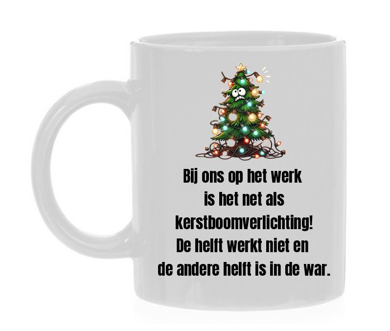 Grappige kerstmok voor in de kantine werkplek op kantoor
