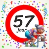 Hilarische full colour tegel 57 Jaar voor een dame met oma achter rollator perfect cadeau voor een feestelijke verjaardag