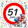 Humoristische cadeau tegel 51 Jaar  Vrolijk cadeau met oud vrouwtje en rollator