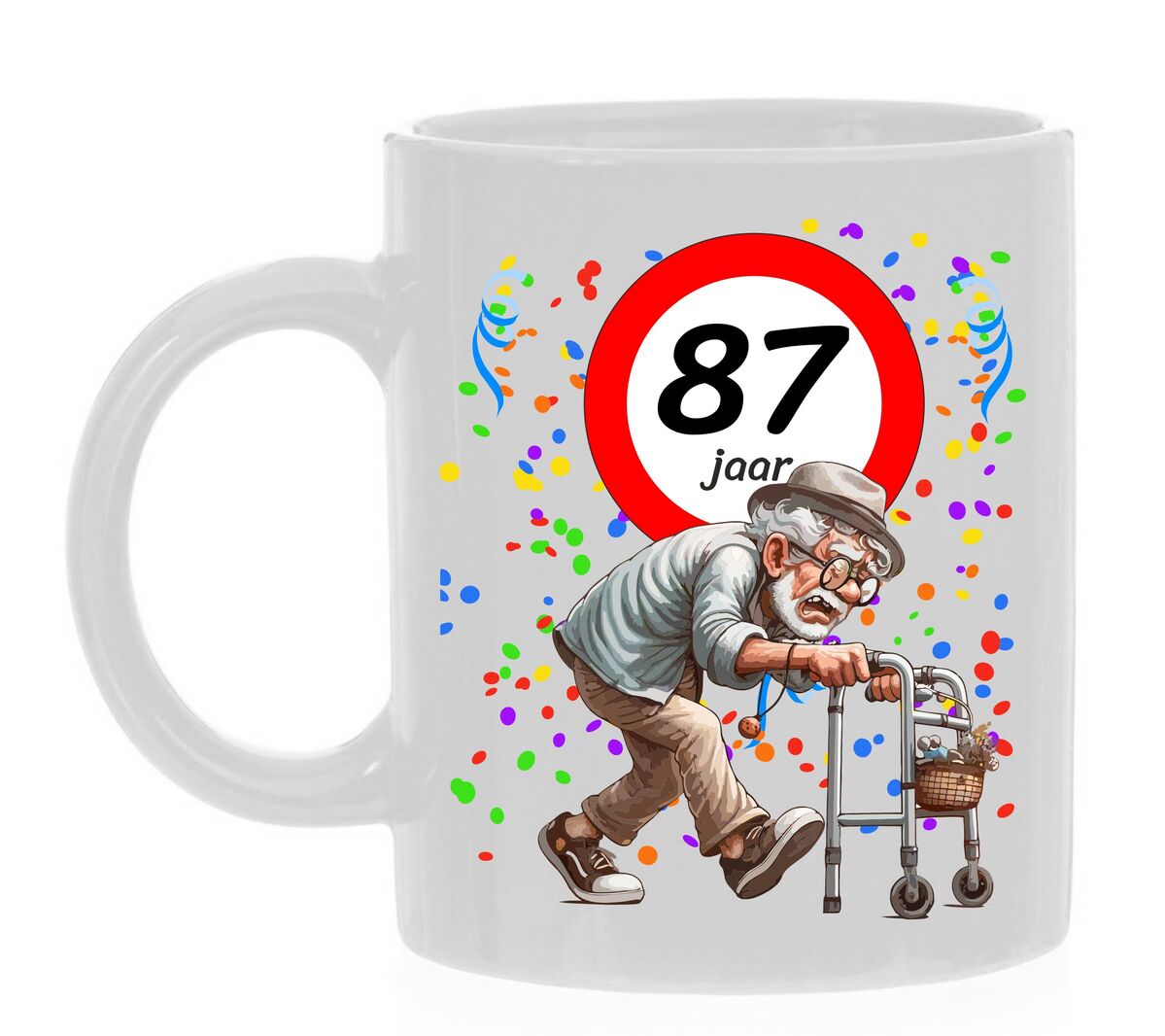 Koffiemok voor een 87 jarige. Het perfecte verjaardagsgeschenk voor de jarige job