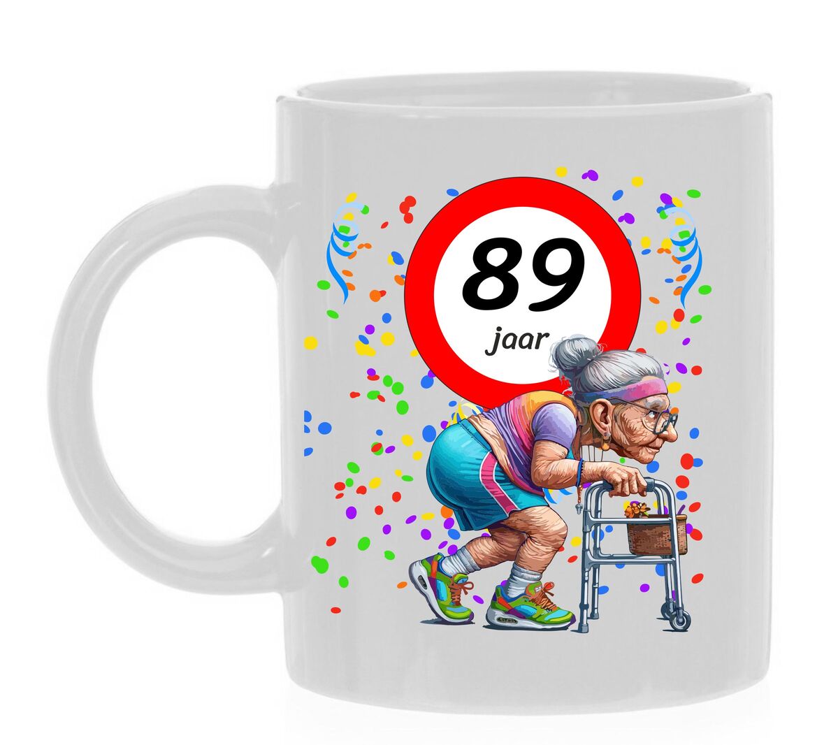 Koffiemok voor een 89 jarige vrouw. Het perfecte verjaardagsgeschenk voor de jarige job