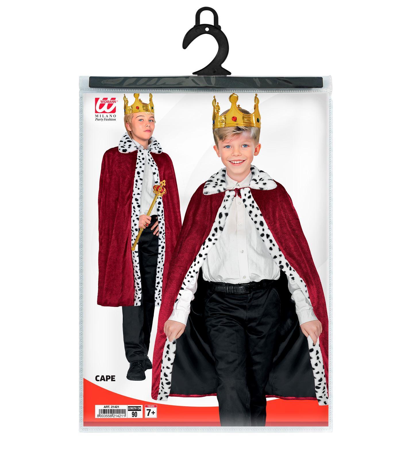 Luxe koninklijke cape voor kinderen bordeaux rood 90 cm vorstelijk verkleedkostuum voor prins prinses koning of koningin