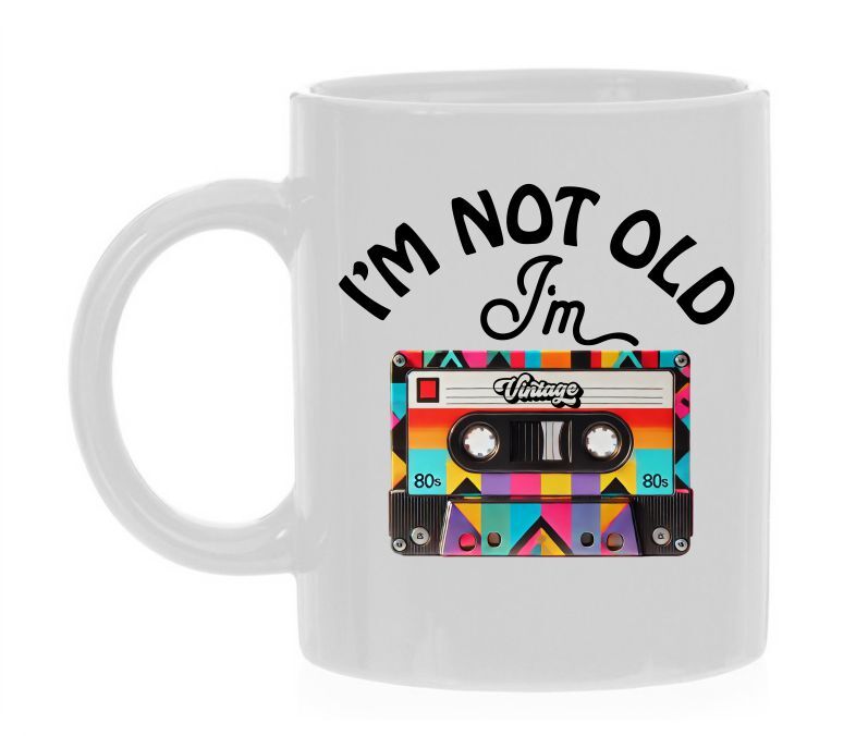 Mok I'm not old I'm a vintage! cassettebandje verjaardag kado