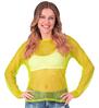 Neon power dames shirt lange mouw in het geel festival disco en themafeest musthave