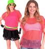 foto 3 Neon roze visnet shirt  dames musthave voor festival en disco feesten