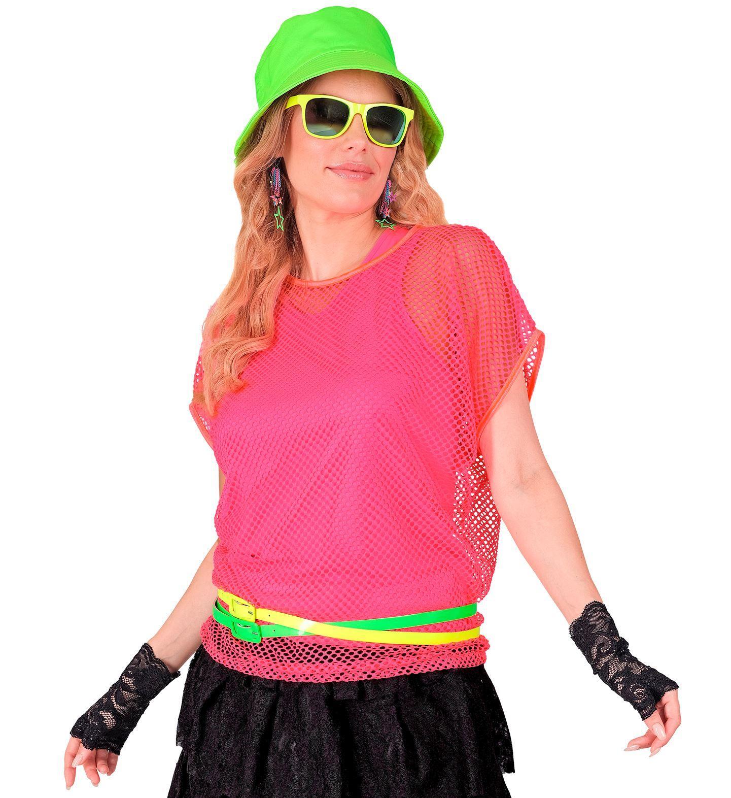 Net t-shirt neon roze