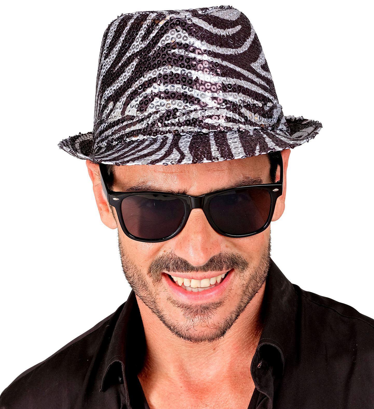 Pailletten fedora zebra
