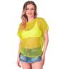 Shine bright dance all night het neon gele visnet shirt met korte mouw dames