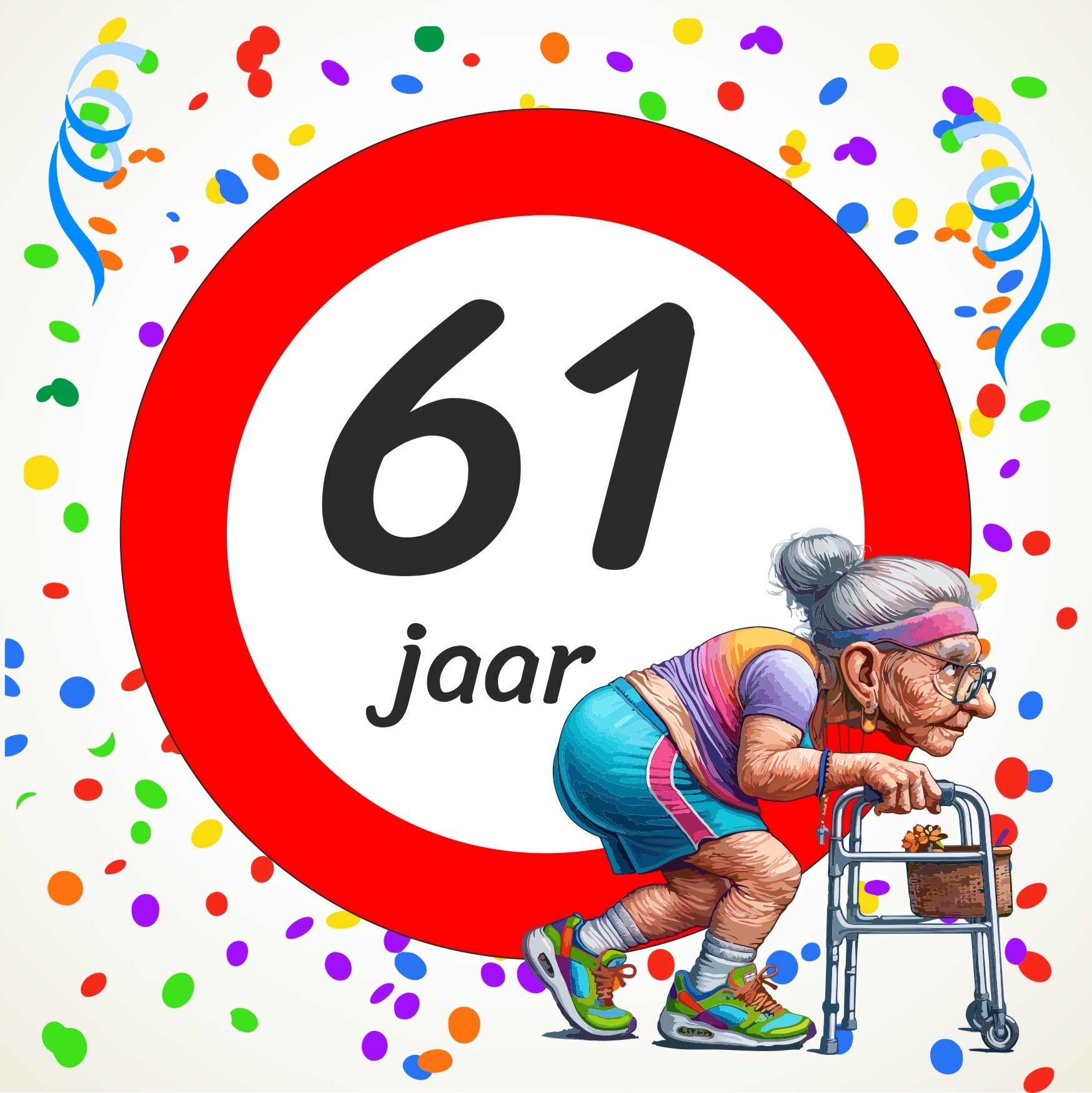 Verras een speciale dame van 61 jaar met een glimlach met deze humoristische jubileum tegel