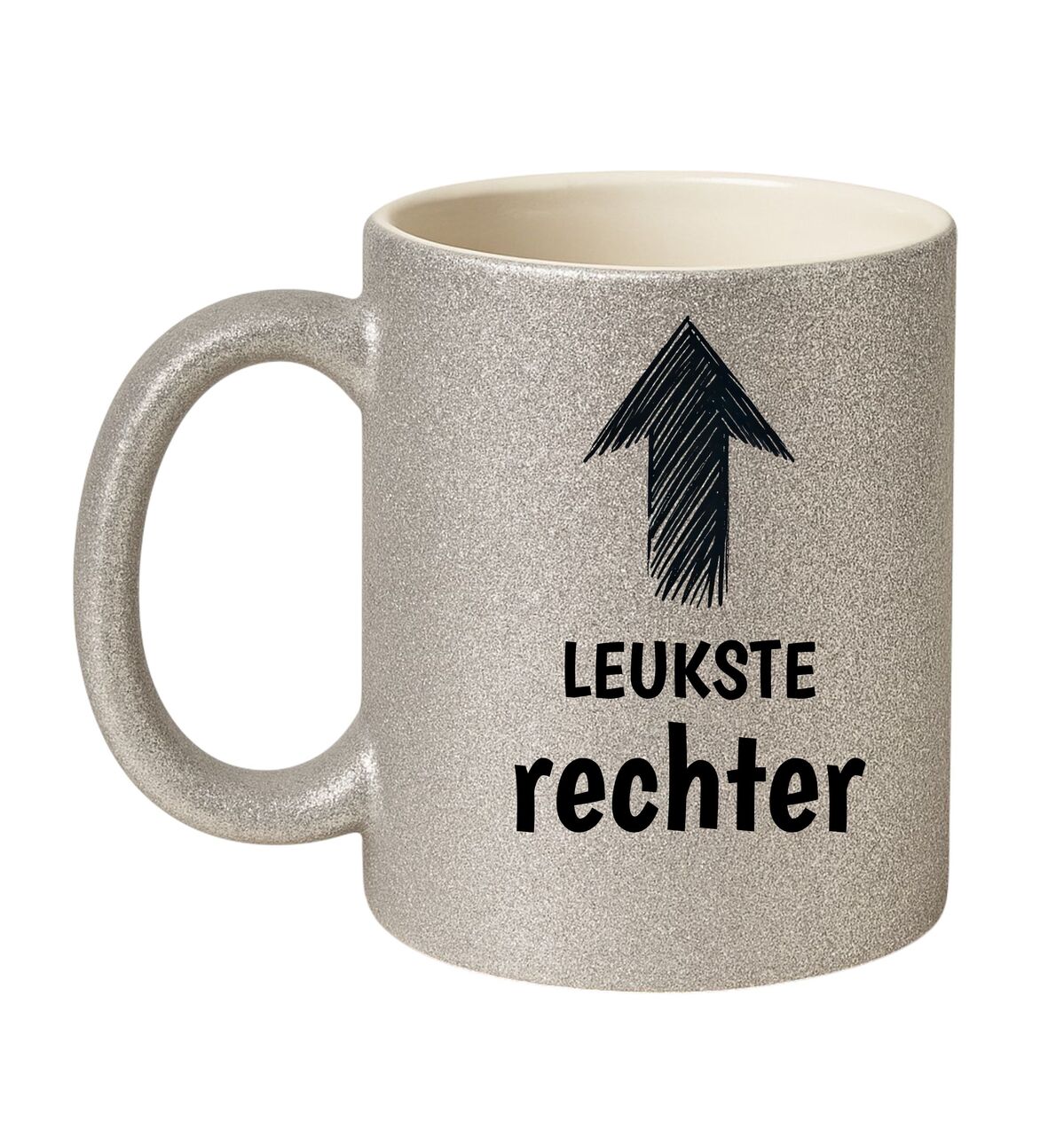 Voor de leukste  Rechter de zilveren glitter cadeau mok
