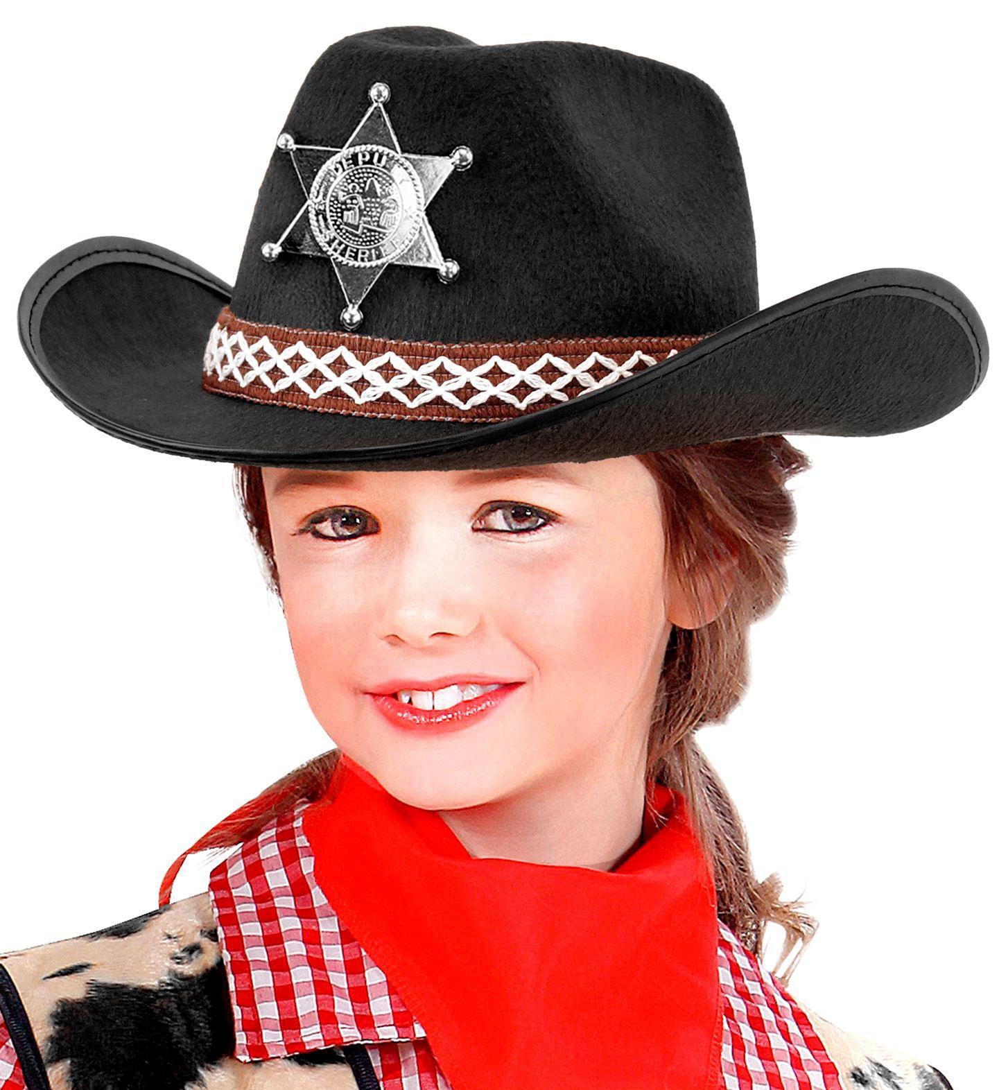 Zwarte Cowboyhoed voor Kinderen met Sheriff ster Voor Kleine helden in het wilde westen
