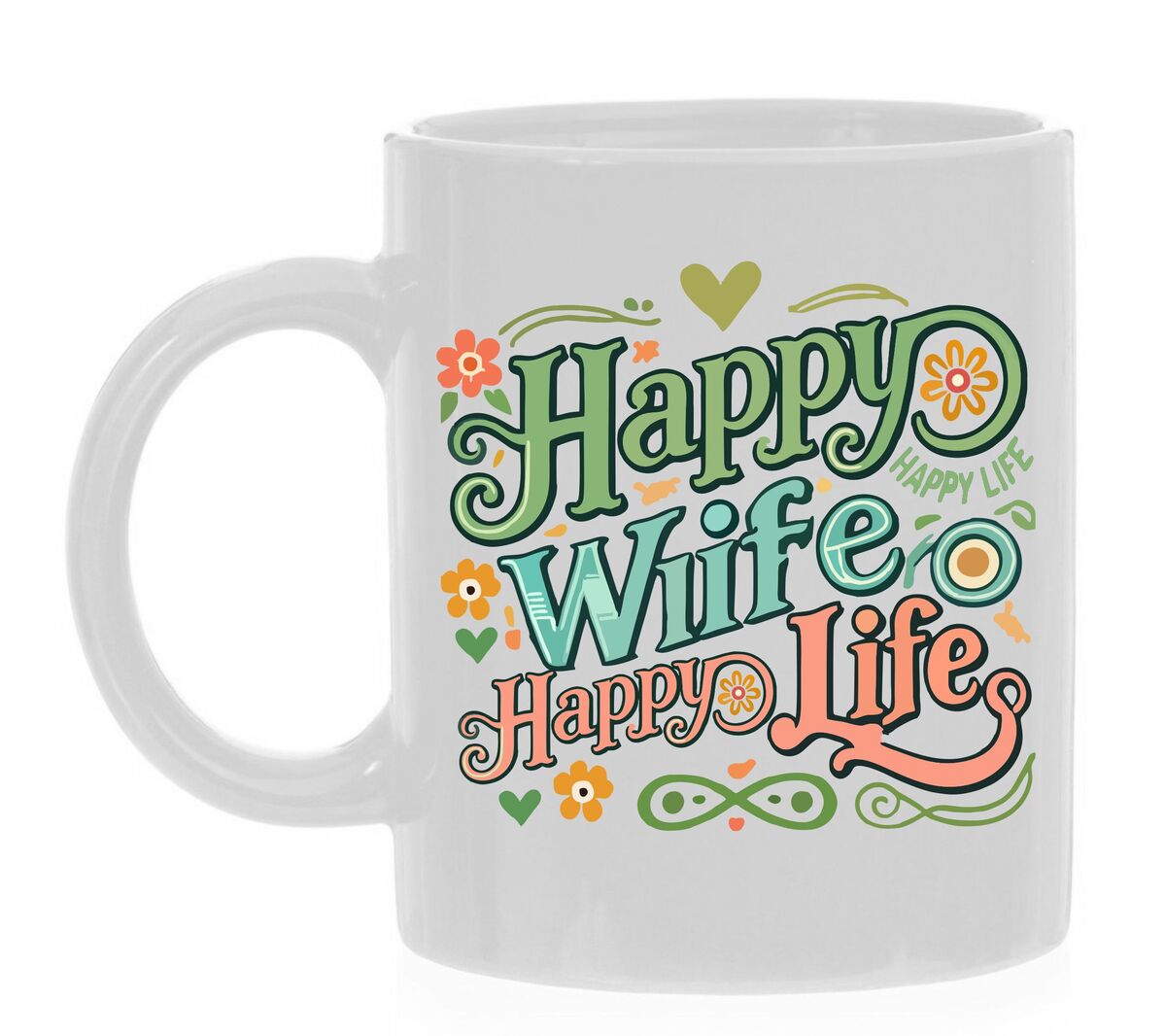 Mok happy wife happy life vrolijke print
