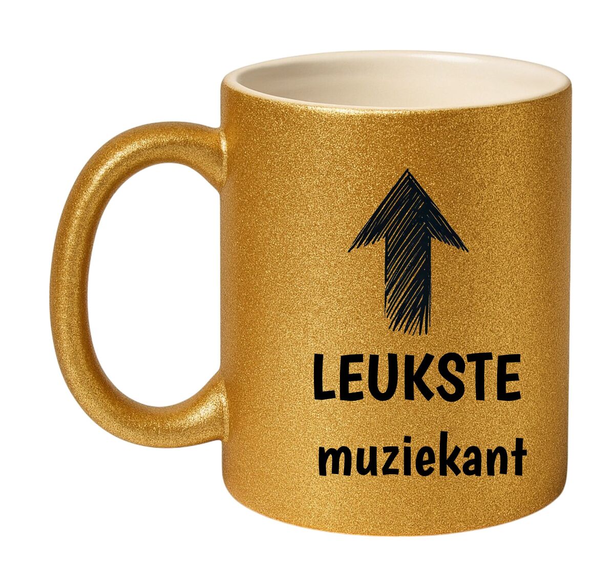 Gouden glitter mok voor de leukste muziekkant