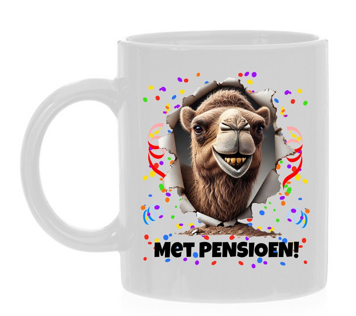 Grappig Pensioen mok met een oude kameel opdruk!