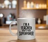 foto 3 I'm a teacher superpower zilver glitter mok