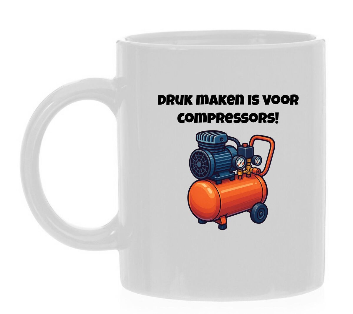 Mok voor mensen zonder stress! Druk maken is voor Compressors!