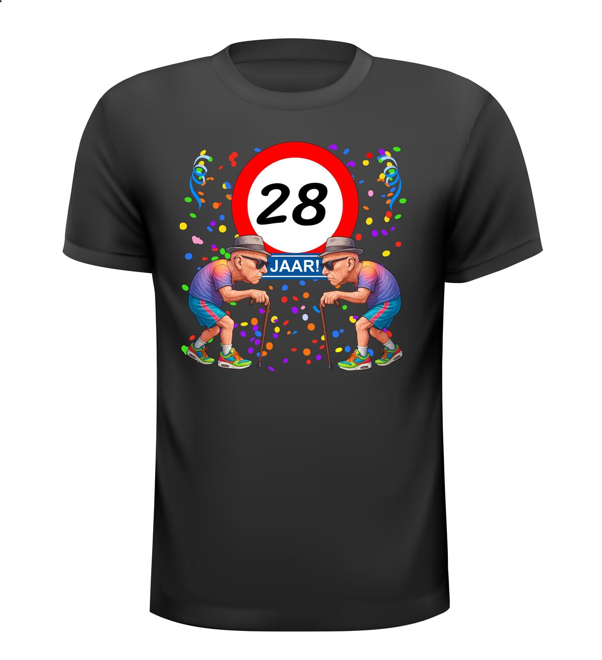 Een leuk en grappig shirtje voor hem, oude mannen met wandelstok voor leeftijd 28 man