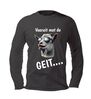 Grappige unisex longsleeve met geit tekst vooruit met de geit