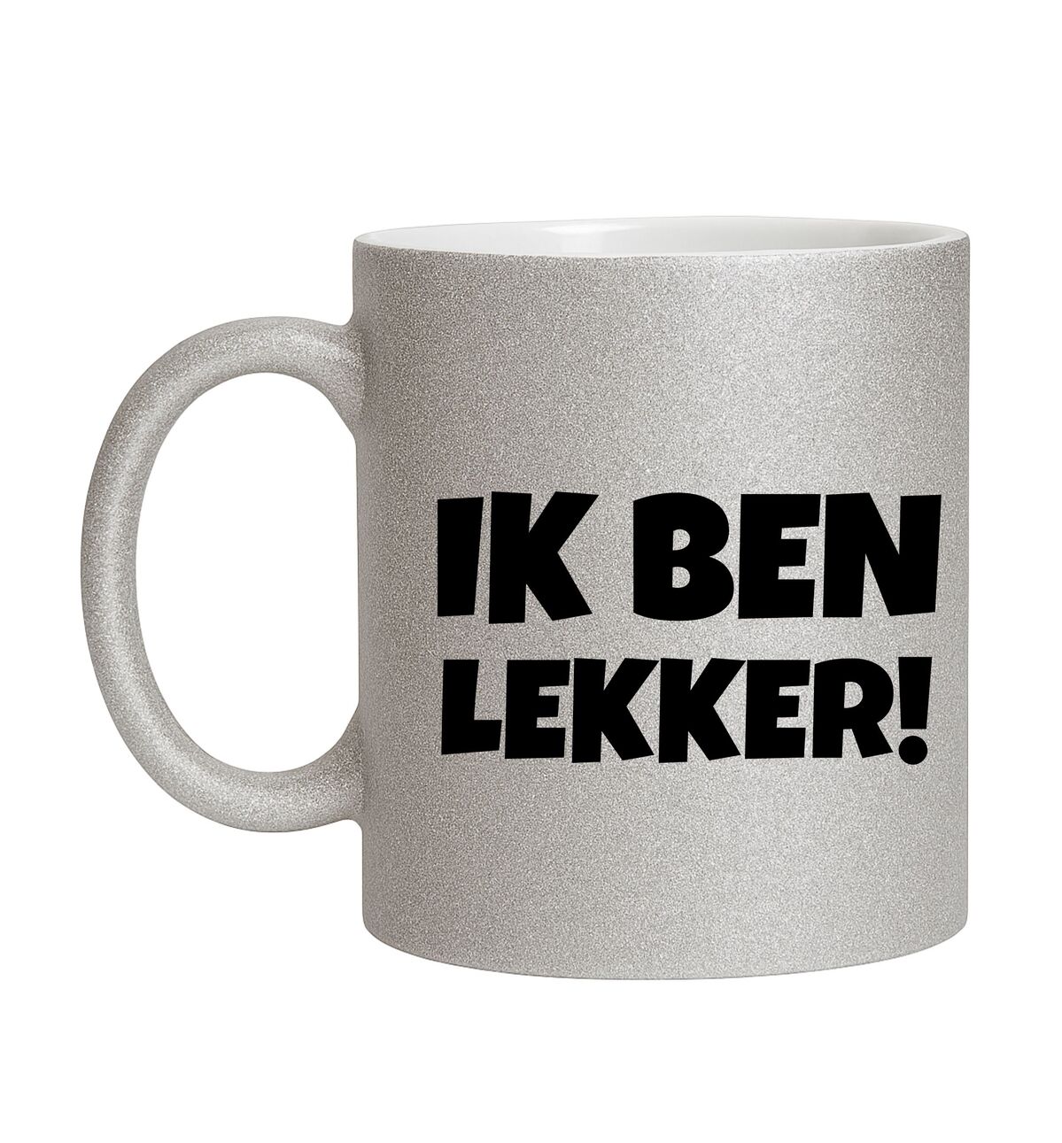 Grappige zilveren glitter mok ik ben lekker!