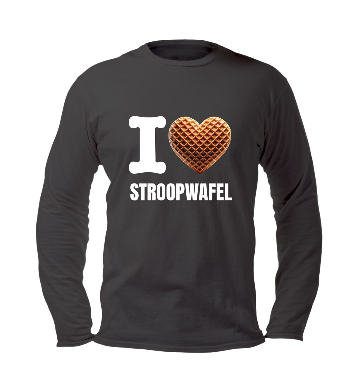 Longsleeve unisex i love stroopwafel voor echte stroopwafelfans