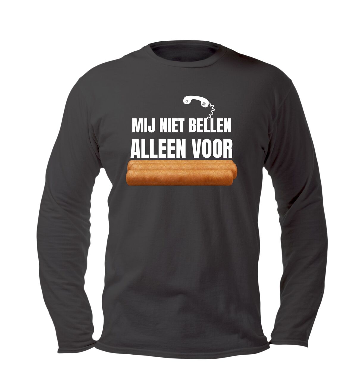 Unisex longsleeve mij niet bellen alleen voor frikandellen voor de echte snackliefhebber