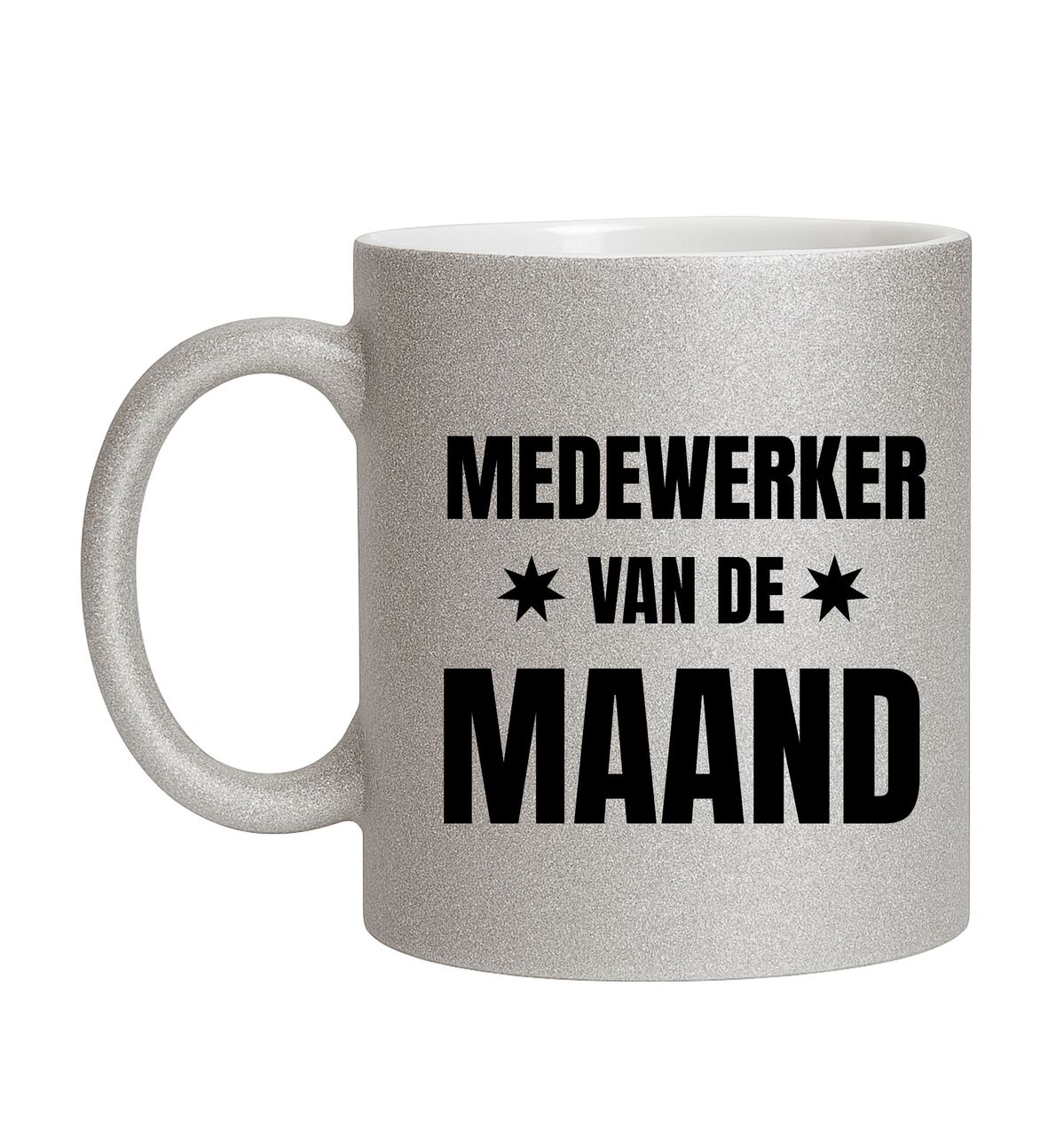 Zilveren glitter mok medewerker van de maand cadeau