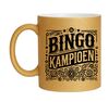 Bingo kampioen mok in gouden glitters met vintage afbeelding uniek en feestelijk Cadeau