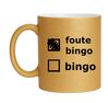 Foute bingo mok goud met  glitter bingo tekst met humor cadeau voor party en bingo