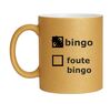 Gouden bingo Mok glitters foute bingo editie met aangevinkt bingo