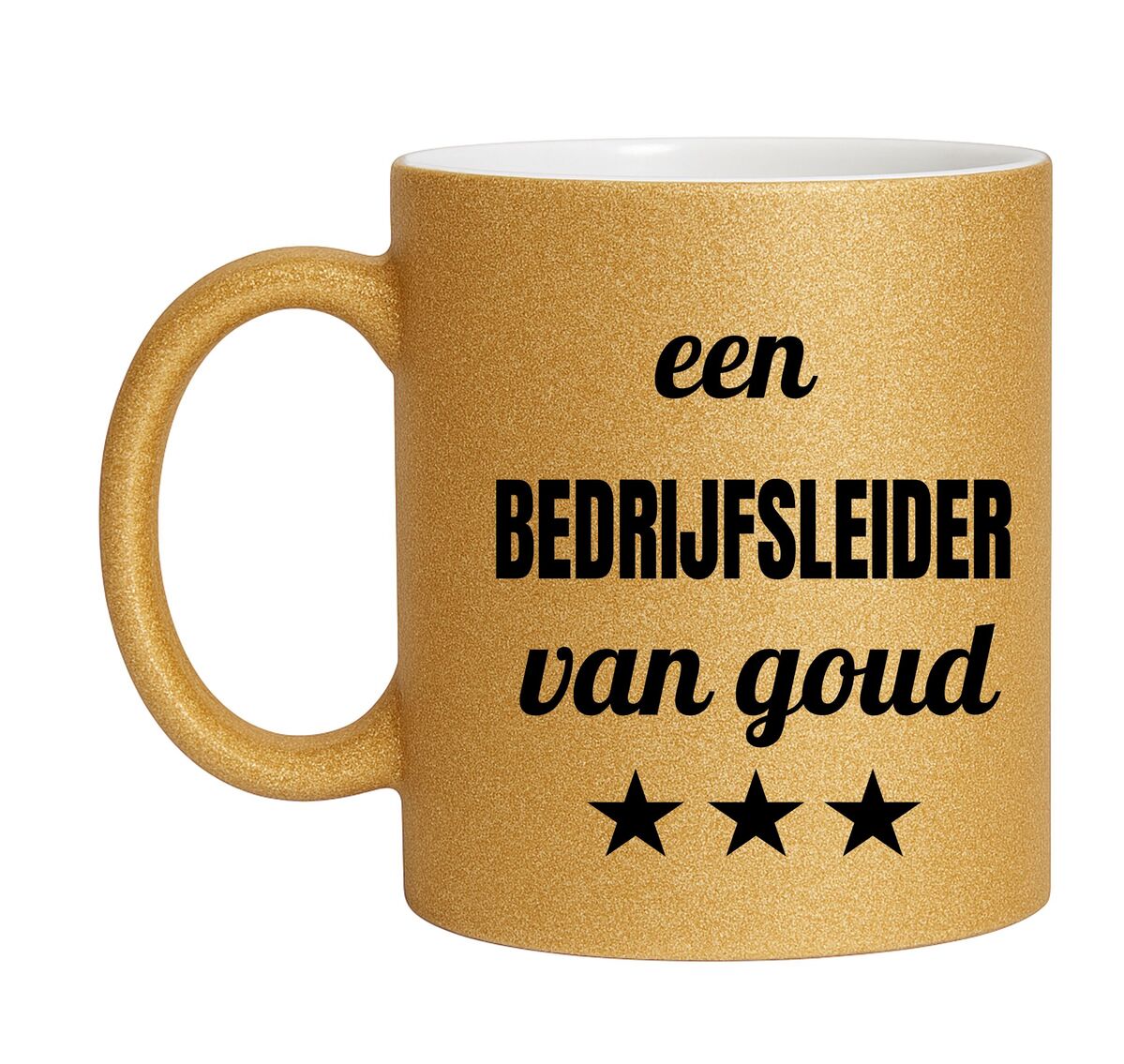 Gouden mok met glitters bedrijfsleider van goud feestelijk bedankje of afscheidscadeau