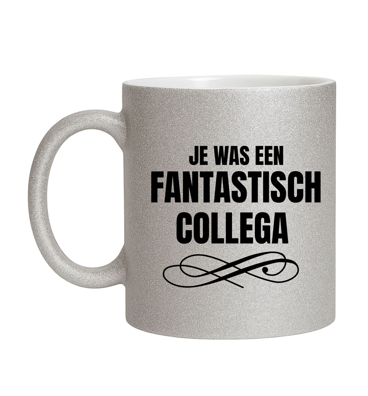 Luxe zilveren glitter mok met tekst je was een fantastische collega perfect cadeau voor afscheid of bedankmoment